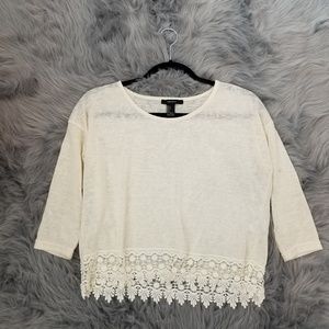 Forever21 white 3/4 length lace top